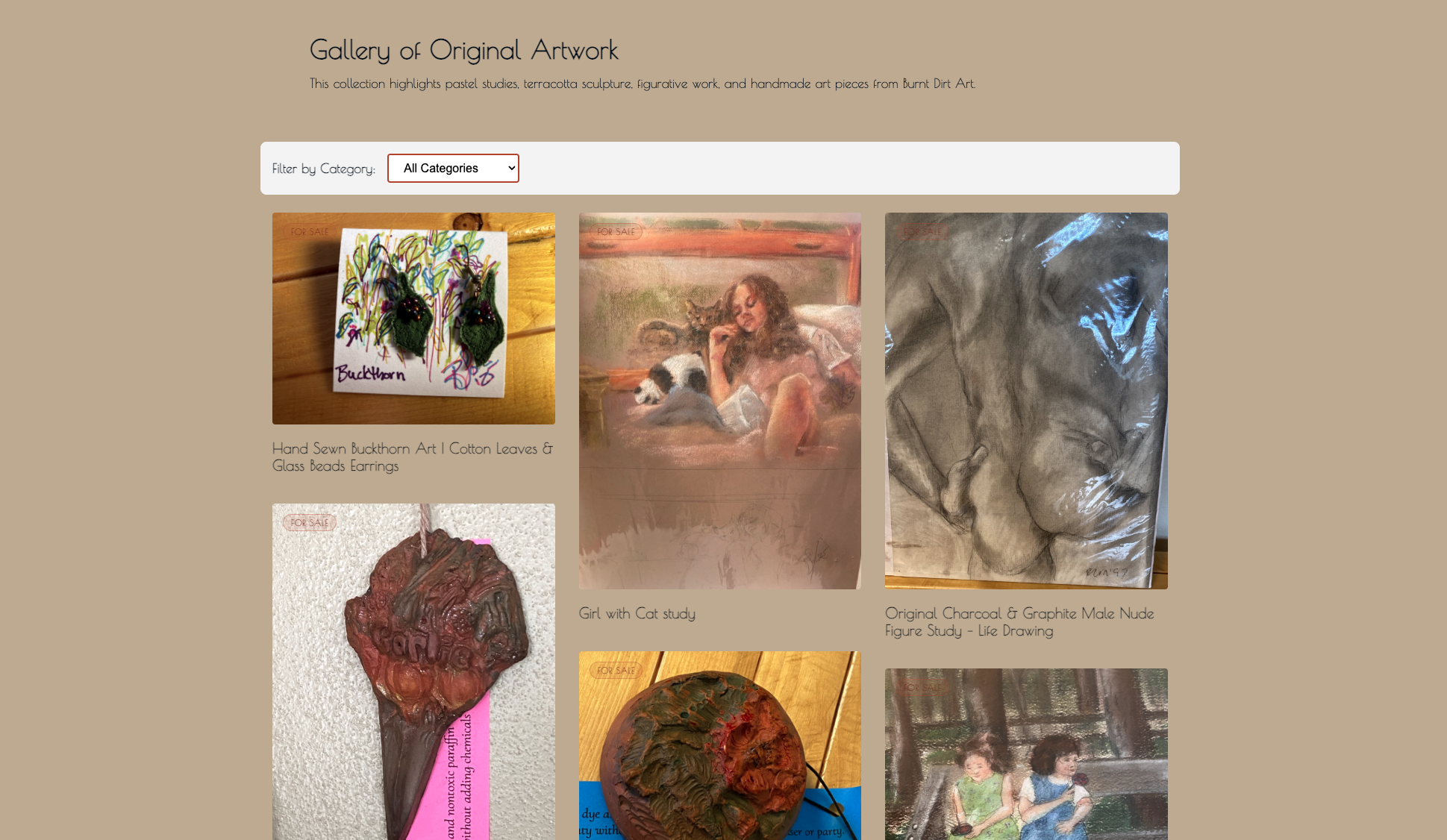 Burnt Dirt Art website preview