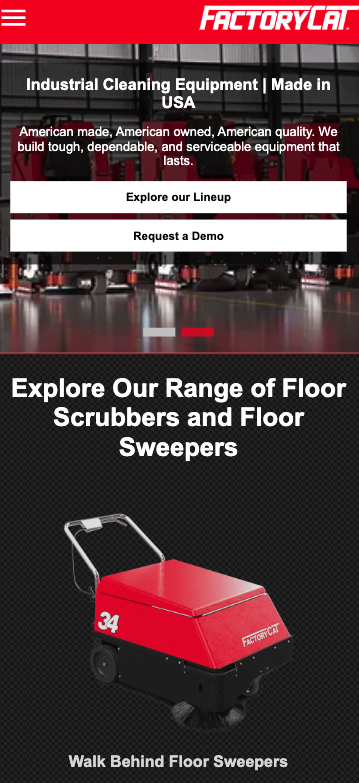 FactoryCat website preview mobile preview