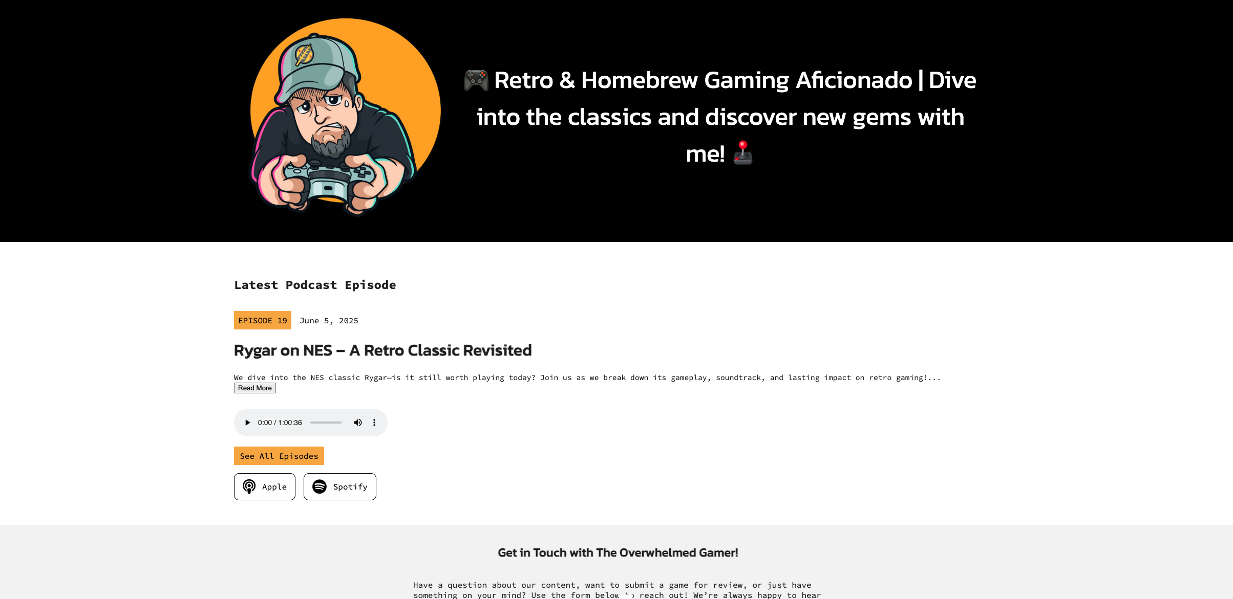 The Overwhelmed Gamer website preview